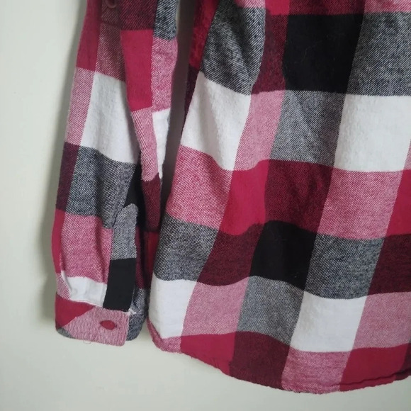 Tag Flannel Plaid Blouse Shirt, Checkered, M - Picture 5 of 7
